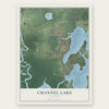 Channel Lake, Illinois map print, the full design