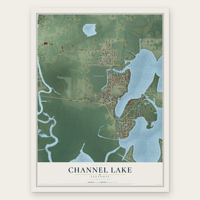 Channel Lake, Illinois map print, the full design