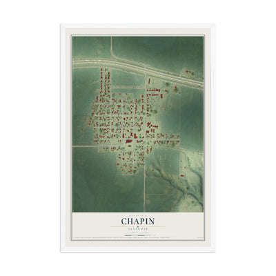 Map of Chapin, Illinois, 12 x 18 inch print in a white wood frame