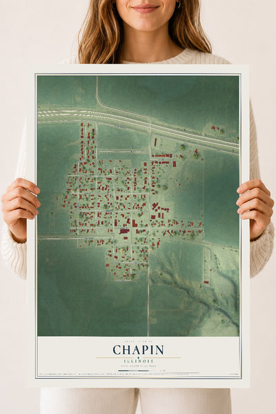 Map of Chapin, Illinois, 18 x 24 inch unframed archival matte print