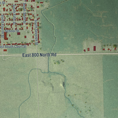 Second close-up of the map of Chatsworth, Illinois print showing more streets and buildings