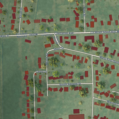 Second close-up of the map of Chebanse, Illinois print showing more streets and buildings