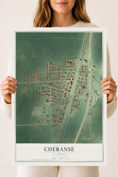 Map of Chebanse, Illinois, 18 x 24 inch unframed archival matte print