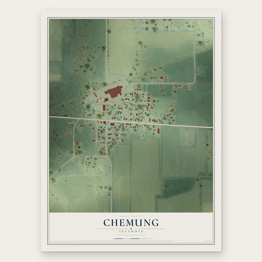 Chemung, Illinois map print, the full design