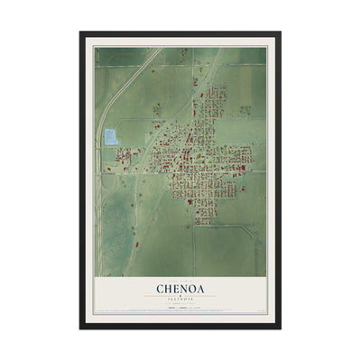 Map of Chenoa, Illinois, 12 x 18 inch print in a black wood frame