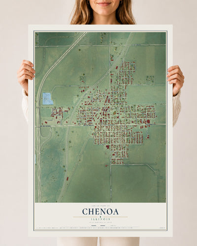 Map of Chenoa, Illinois, 24 x 36 inch unframed archival matte print