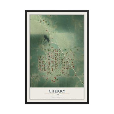 Map of Cherry, Illinois, 12 x 18 inch print in a black wood frame