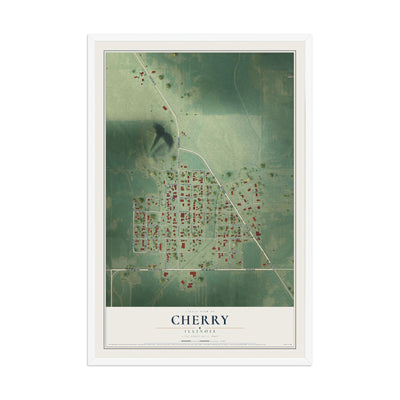Map of Cherry, Illinois, 12 x 18 inch print in a white wood frame