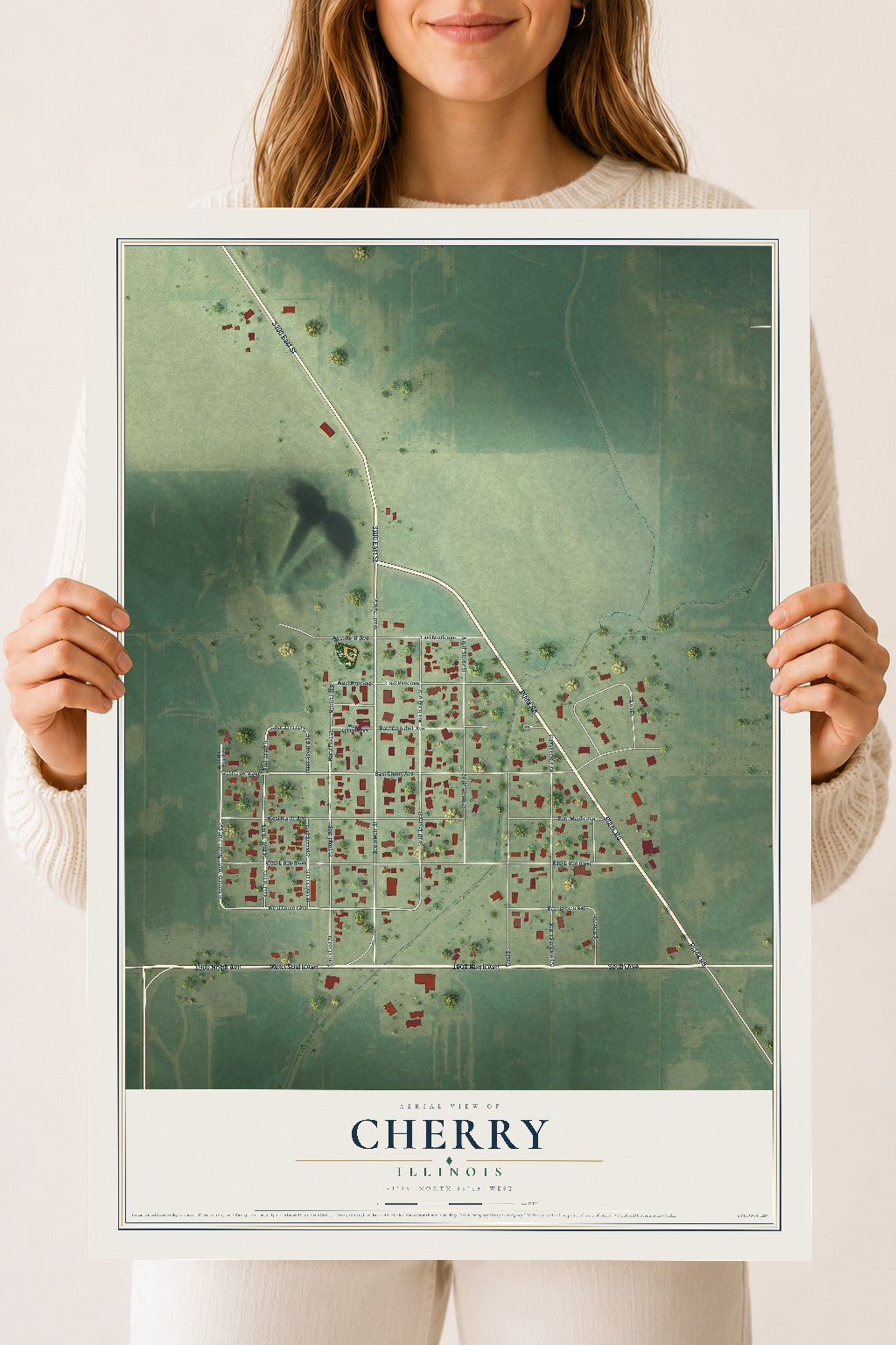 Map of Cherry, Illinois, 18 x 24 inch unframed archival matte print
