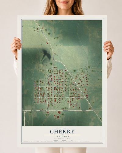 Map of Cherry, Illinois, 24 x 36 inch unframed archival matte print