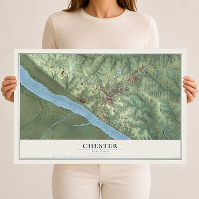 Map of Chester, Illinois, 12 x 18 inch unframed archival matte print