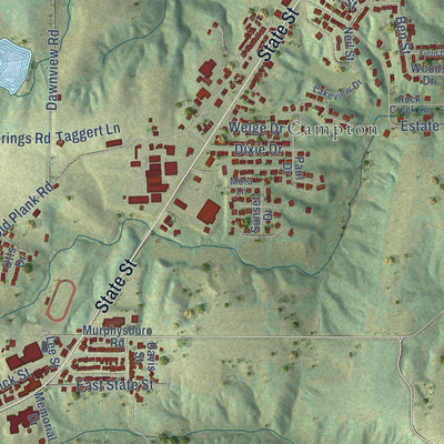Second close-up of the map of Chester, Illinois print showing more streets and buildings