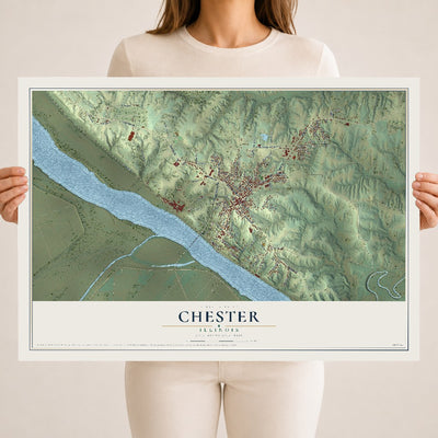 Map of Chester, Illinois, 18 x 24 inch unframed archival matte print