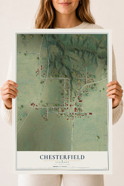 Map of Chesterfield, Illinois, 18 x 24 inch unframed archival matte print