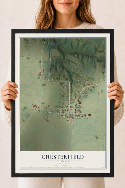 Map of Chesterfield, Illinois, 18 x 24 inch print in a black wood frame