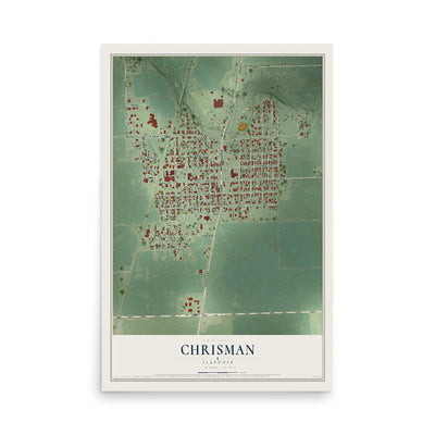 Map of Chrisman, Illinois, 12 x 18 inch unframed archival matte print