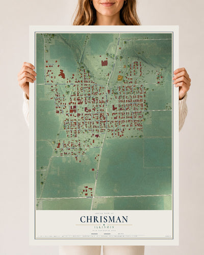 Map of Chrisman, Illinois, 24 x 36 inch unframed archival matte print