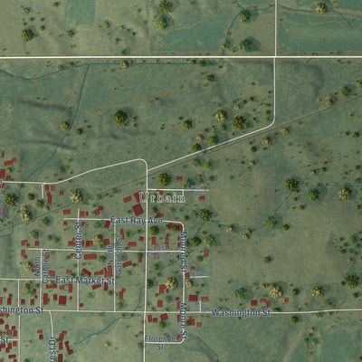 Second close-up of the map of Christopher, Illinois print showing more streets and buildings