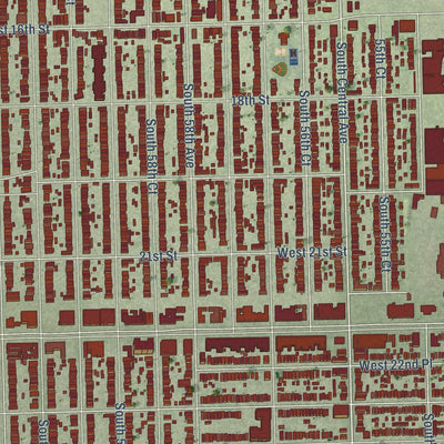 Close-up of the map of Cicero, Illinois print showing street and building detail