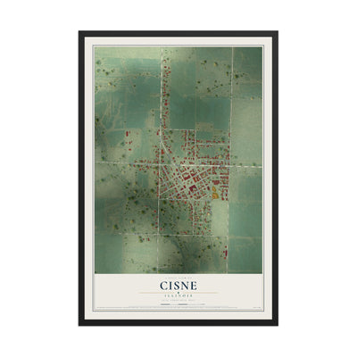 Map of Cisne, Illinois, 12 x 18 inch print in a black wood frame