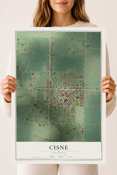 Map of Cisne, Illinois, 18 x 24 inch unframed archival matte print