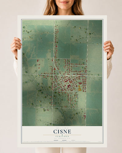 Map of Cisne, Illinois, 24 x 36 inch unframed archival matte print