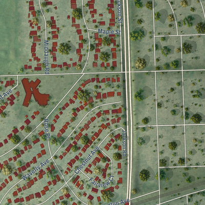 Second close-up of the map of Clarendon Hills, Illinois print showing more streets and buildings