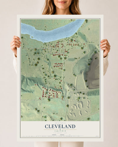 Map of Cleveland, Illinois, 24 x 36 inch unframed archival matte print