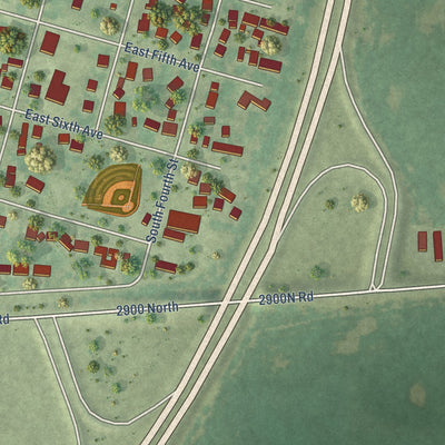 Second close-up of the map of Clifton, Illinois print showing more streets and buildings