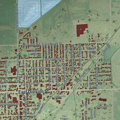 Close-up of the map of Coal City, Illinois print showing street and building detail