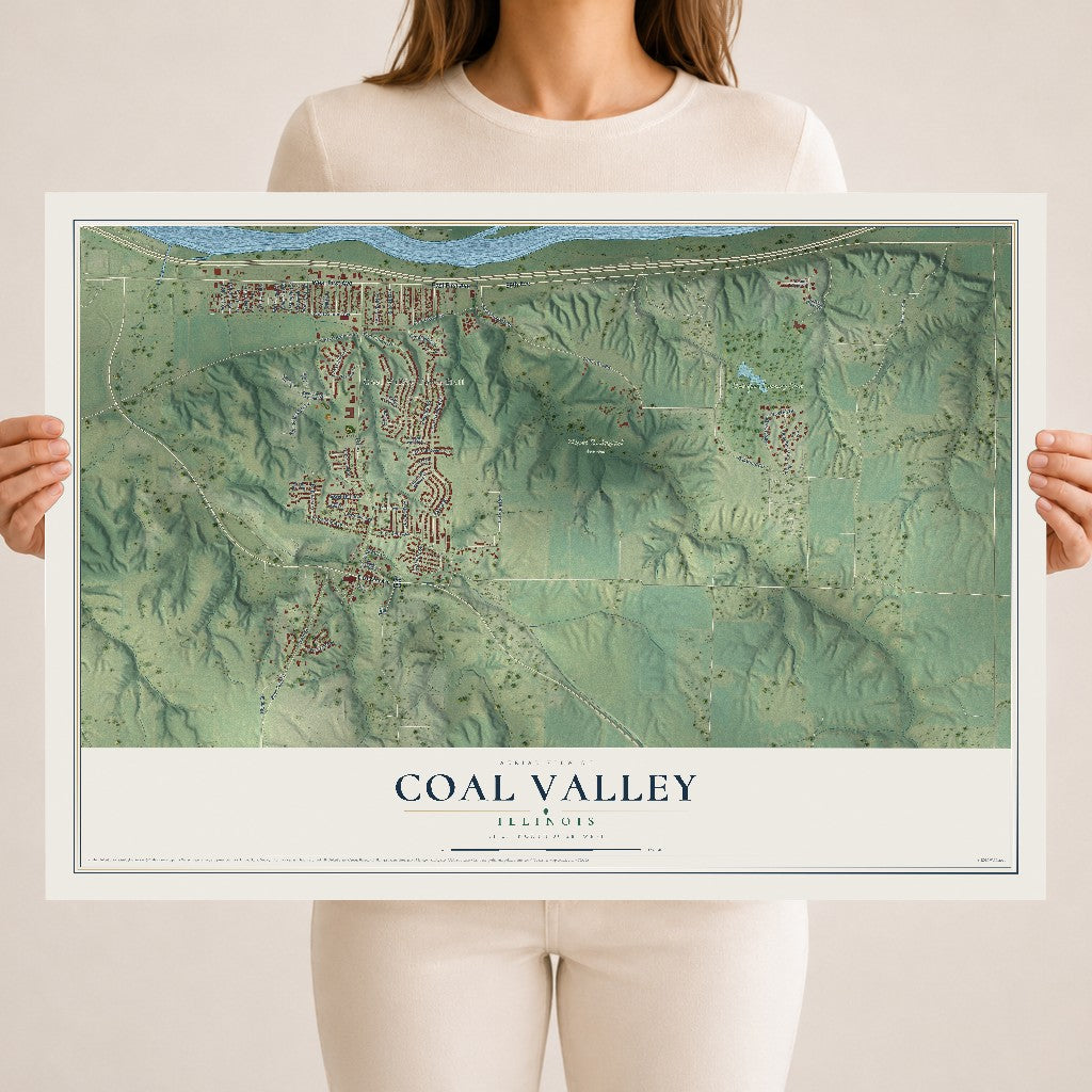 Map of Coal Valley, Illinois, 18 x 24 inch unframed archival matte print