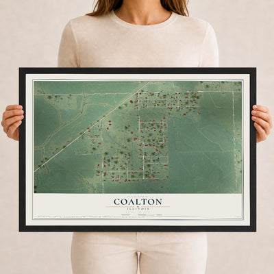 Map of Coalton, Illinois, 12 x 18 inch print in a black wood frame