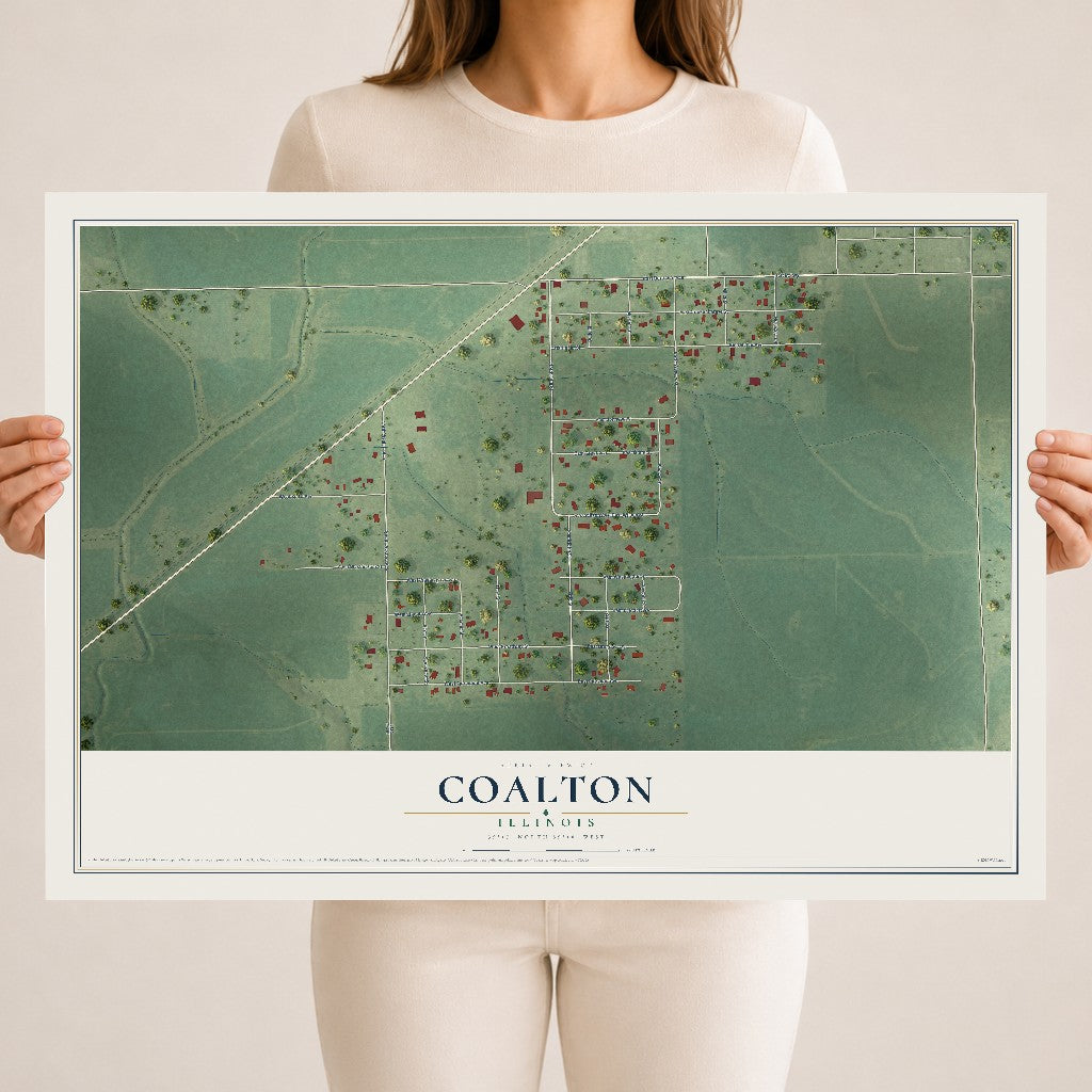 Map of Coalton, Illinois, 18 x 24 inch unframed archival matte print