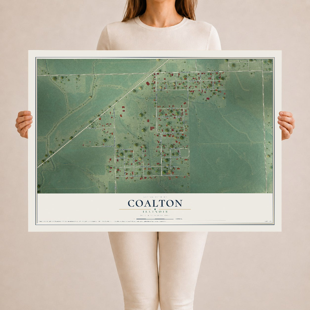 Map of Coalton, Illinois, 24 x 36 inch unframed archival matte print