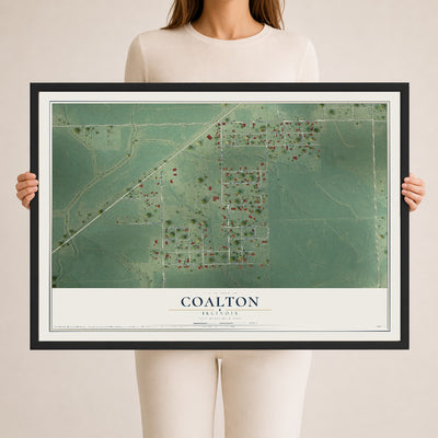 Map of Coalton, Illinois, 24 x 36 inch print in a black wood frame