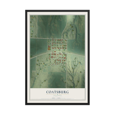Map of Coatsburg, Illinois, 12 x 18 inch print in a black wood frame
