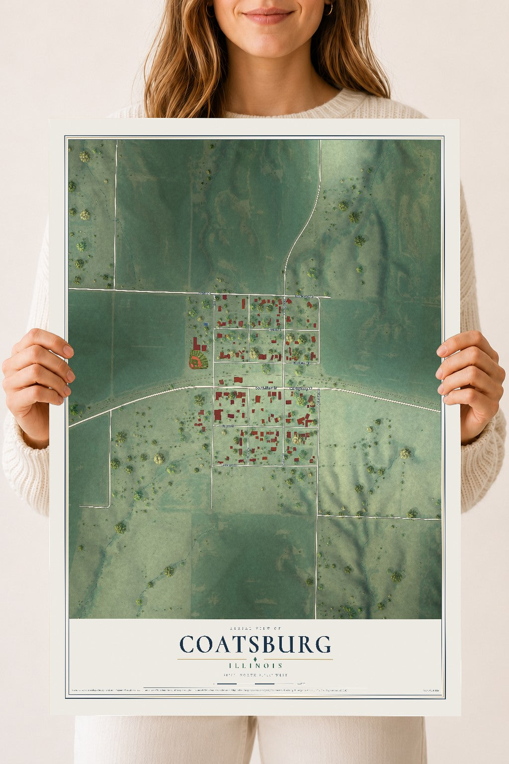 Map of Coatsburg, Illinois, 18 x 24 inch unframed archival matte print