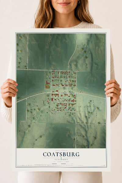 Map of Coatsburg, Illinois, 18 x 24 inch unframed archival matte print