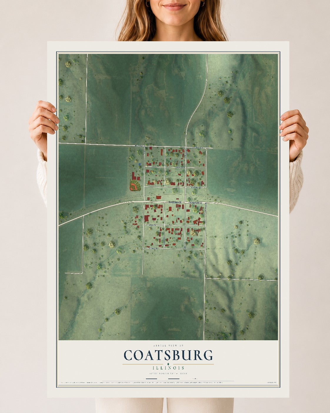 Map of Coatsburg, Illinois, 24 x 36 inch unframed archival matte print