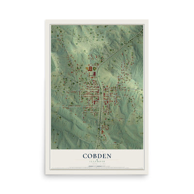 Map of Cobden, Illinois, 12 x 18 inch unframed archival matte print