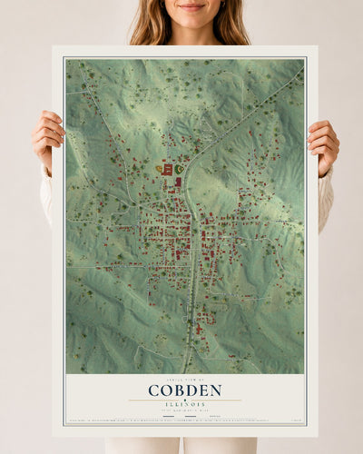 Map of Cobden, Illinois, 24 x 36 inch unframed archival matte print