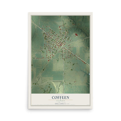 Map of Coffeen, Illinois, 12 x 18 inch unframed archival matte print