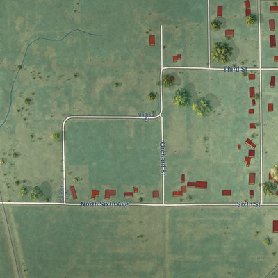 Second close-up of the map of Coffeen, Illinois print showing more streets and buildings