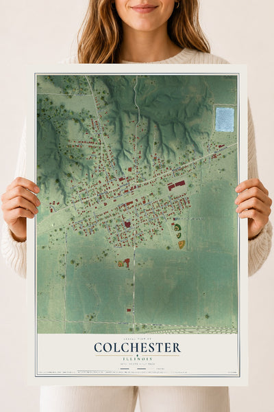 Map of Colchester, Illinois, 18 x 24 inch unframed archival matte print