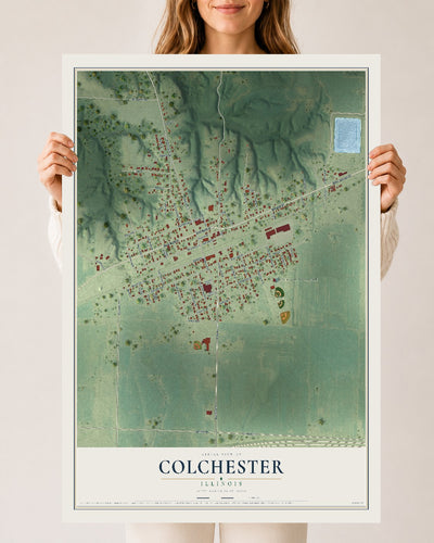 Map of Colchester, Illinois, 24 x 36 inch unframed archival matte print
