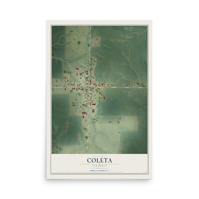 Map of Coleta, Illinois, 12 x 18 inch unframed archival matte print