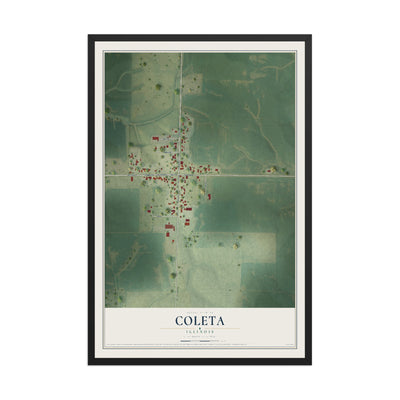 Map of Coleta, Illinois, 12 x 18 inch print in a black wood frame