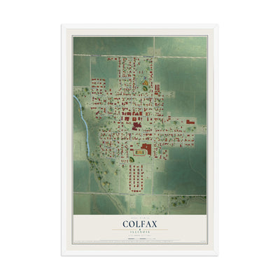 Map of Colfax, Illinois, 12 x 18 inch print in a white wood frame