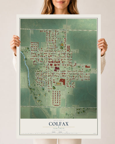 Map of Colfax, Illinois, 24 x 36 inch unframed archival matte print