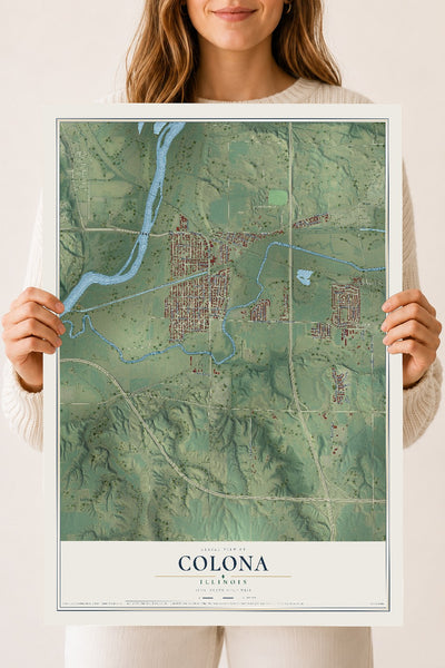 Map of Colona, Illinois, 18 x 24 inch unframed archival matte print